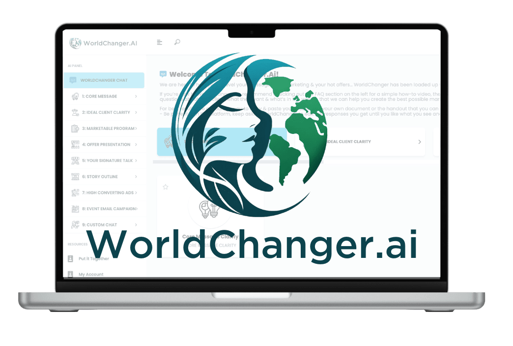 worldchanger.ai on a laptop